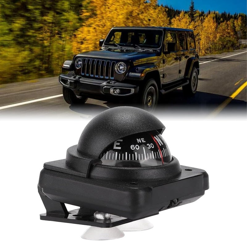 Flylin كرة بوصلة السيارات، دليل توجيه قابل للتعديل وقابل للطي، بوصلة مغناطيسية مع شريط لاصق للسيارات والقوارب والمركبات الخارجية - Image 2